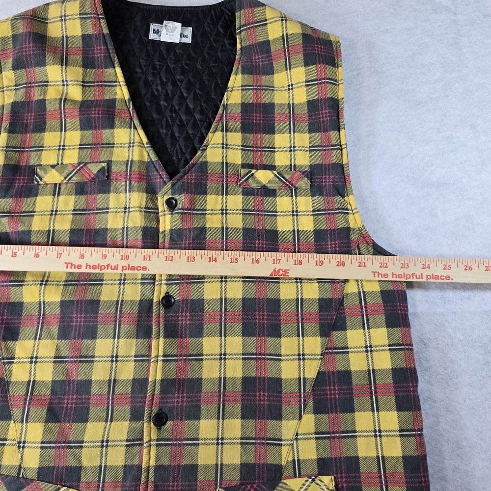 Vintage McXX FM Yellow Plaid Quilted Lined Vest USA Made Men's XL Grunge Punk - Picture 3 of 6